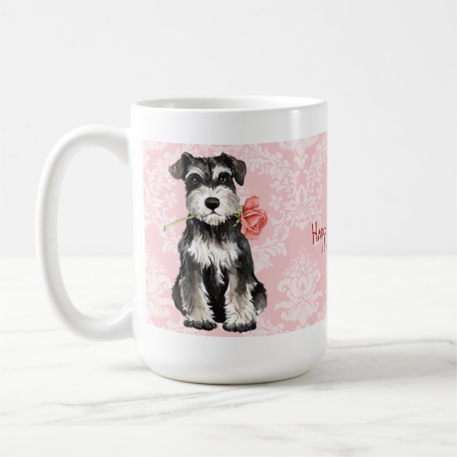 Valentine Rose Mini Schnauzer Coffee Mug (Left)