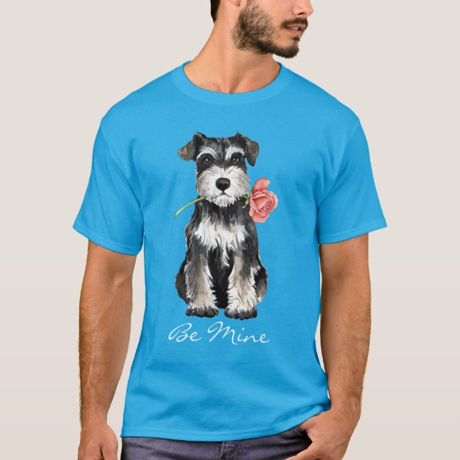 Valentine Rose Mini Schnauzer T-Shirt (Front)
