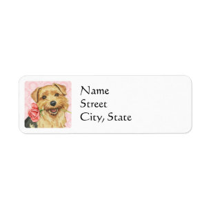 Valentine Rose Norfolk Terrier Return Address Label