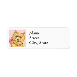 Valentine Rose Norwich Terrier Return Address Label