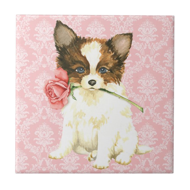Valentine Rose Papillon Ceramic Tile (Front)