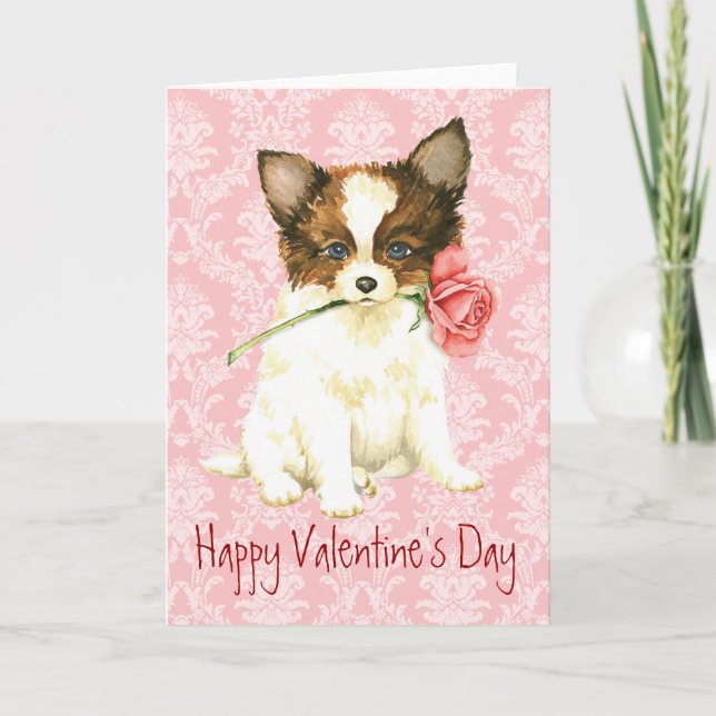 Valentine Rose Papillon Holiday Card (Front)