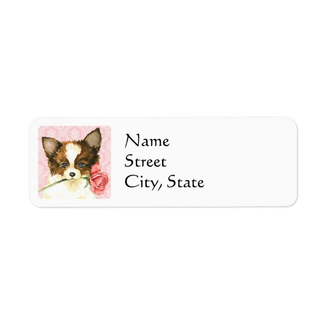 Valentine Rose Papillon Return Address Label (Front)