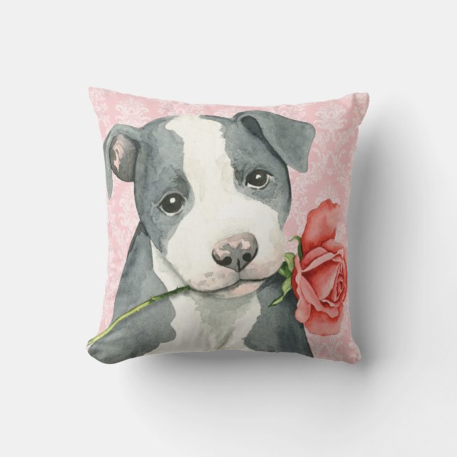 Valentine Rose Pit Bull Cushion (Front)