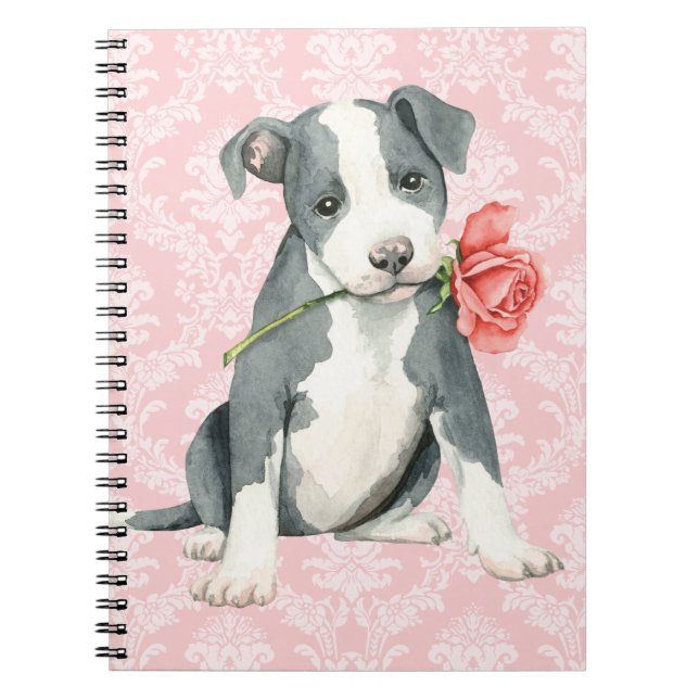 Valentine Rose Pit Bull Notebook (Front)