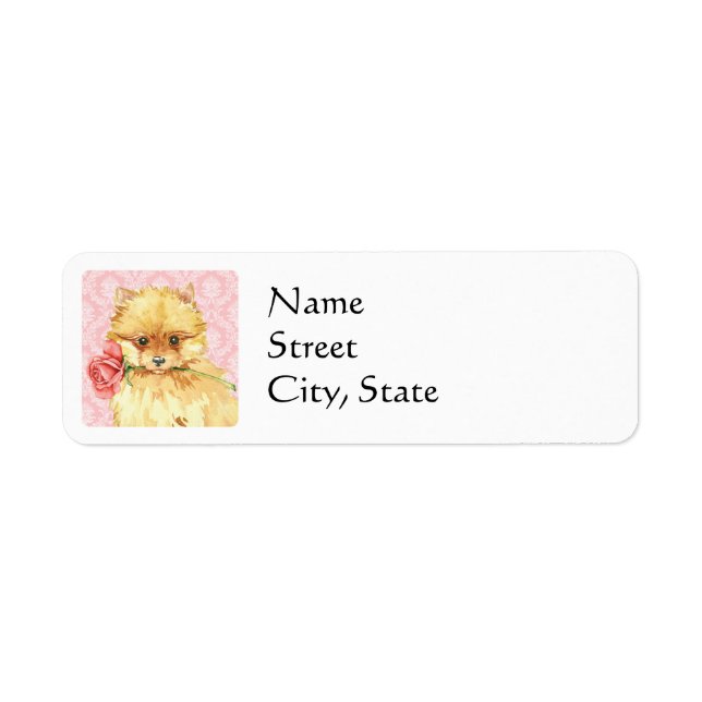 Valentine Rose Pomeranian Return Address Label (Front)