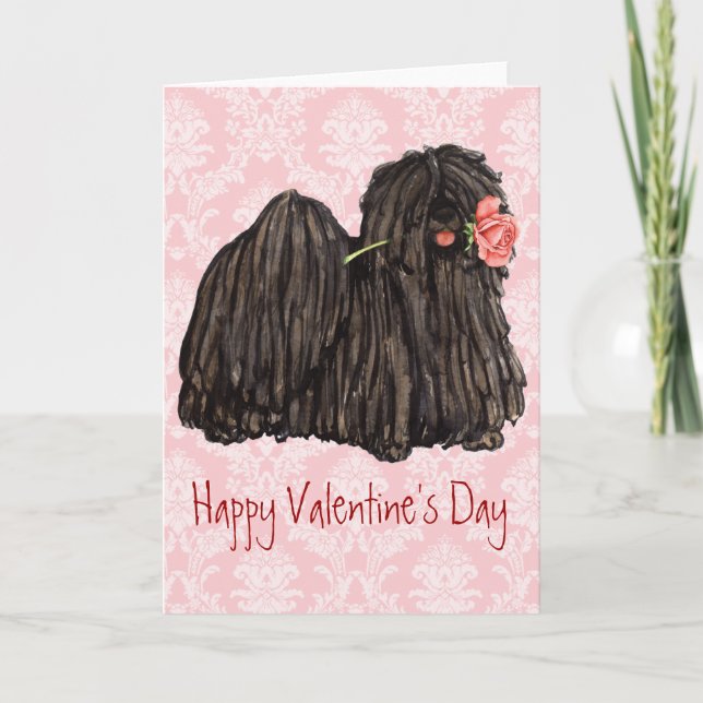 Valentine Rose Puli Holiday Card (Front)