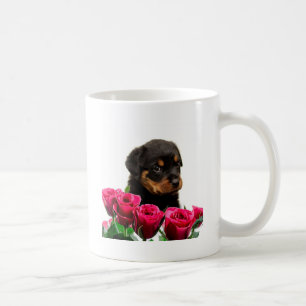Valentine Rose Rottweiler Puppy Coffee Mug