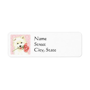 Valentine Rose Samoyed Return Address Label