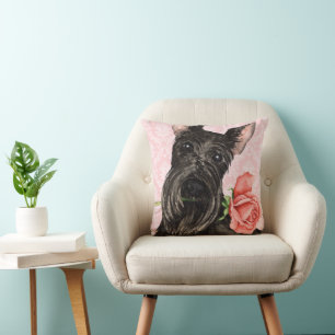 Valentine Rose Scottish Terrier Cushion
