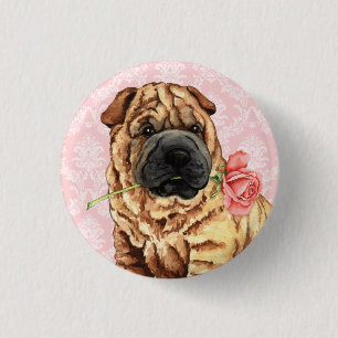 Valentine Rose Shar-Pei 3 Cm Round Badge