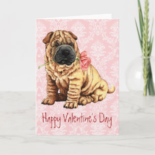 Valentine Rose Shar-Pei Holiday Card