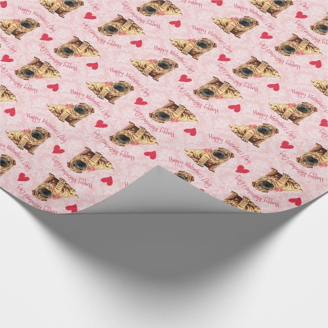 Valentine Rose Shar-Pei Wrapping Paper (Corner)