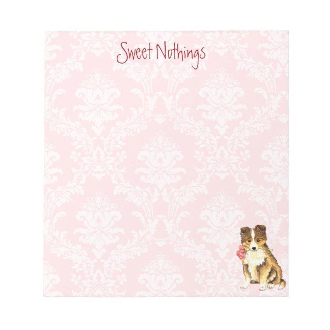 Valentine Rose Sheltie Notepad (Front)