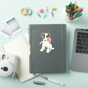 Valentine Rose Smooth Fox Terrier Vinyl Sticker