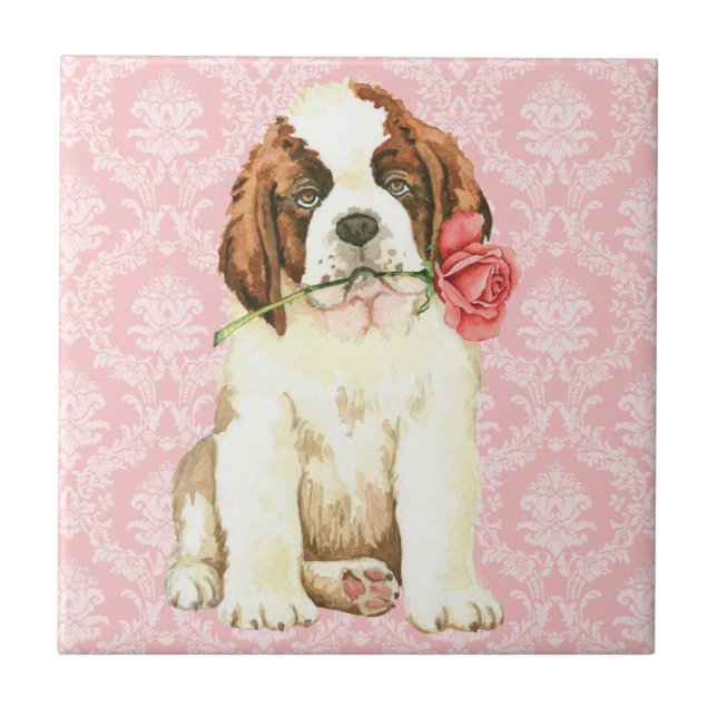 Valentine Rose St. Bernard Ceramic Tile (Front)
