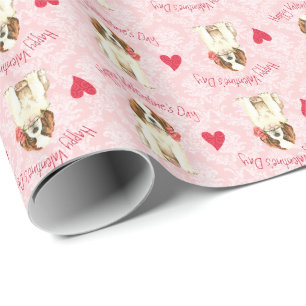 Valentine Rose St. Bernard Wrapping Paper