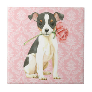 Valentine Rose Toy Fox Terrier Ceramic Tile