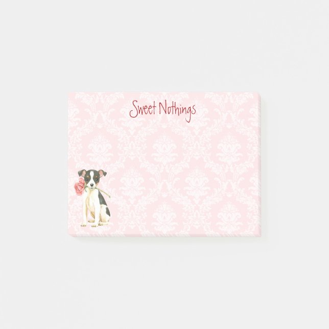 Valentine Rose Toy Fox Terrier Post-it Notes (Front)