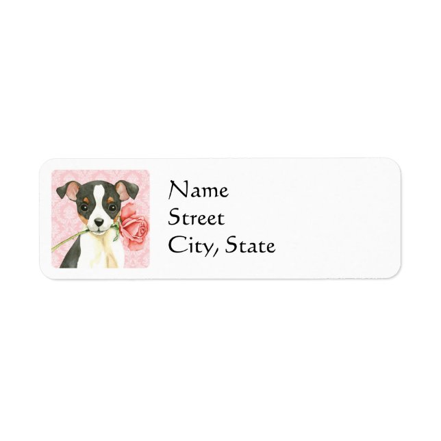 Valentine Rose Toy Fox Terrier Return Address Label (Front)