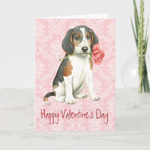Valentine Rose Treeing Walker Coonhound Holiday Card