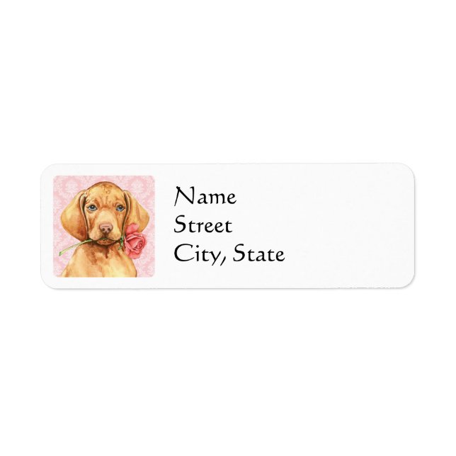 Valentine Rose Vizsla Return Address Label (Front)
