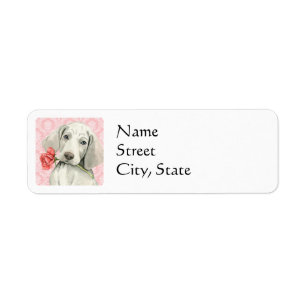 Valentine Rose Weimaraner Return Address Label