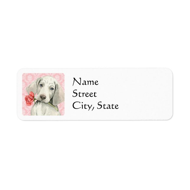 Valentine Rose Weimaraner Return Address Label (Front)