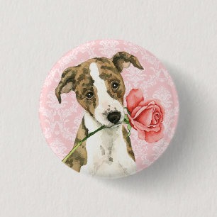 Valentine Rose Whippet 3 Cm Round Badge
