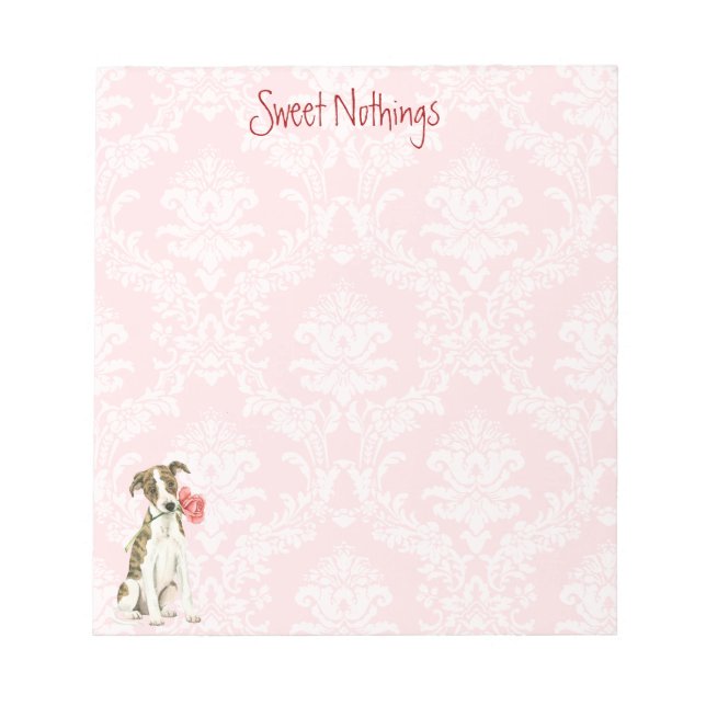 Valentine Rose Whippet Notepad (Front)