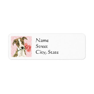 Valentine Rose Whippet Return Address Label