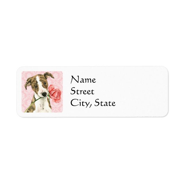 Valentine Rose Whippet Return Address Label (Front)