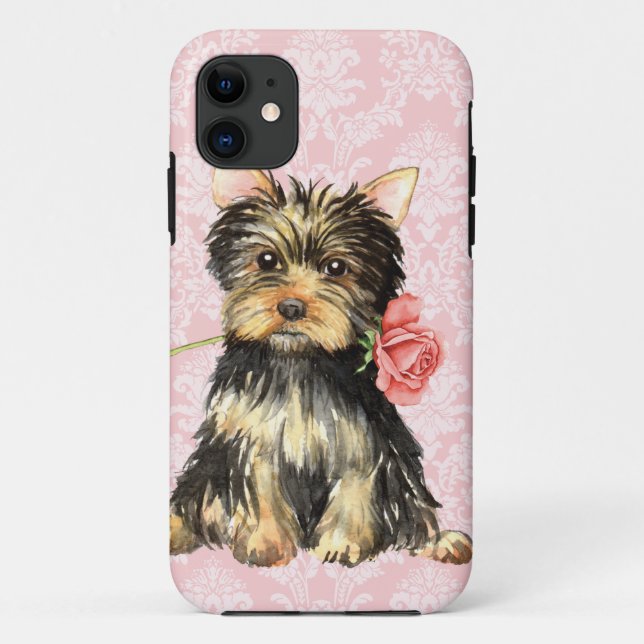 Valentine Rose Yorkie Case-Mate iPhone Case (Back)