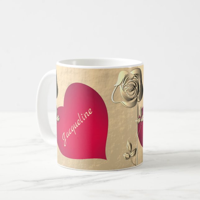 Valentine Roses & Heart  Coffee Mug (Front Left)