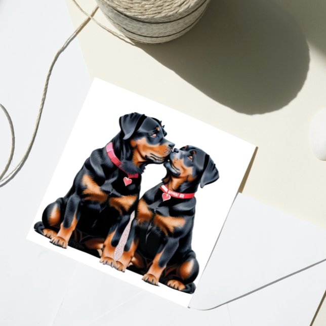 Valentine Rottweilers Sweethearts Love Holiday Card (Creator Uploaded)