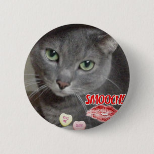 Valentine Russian Blue Cat 6 Cm Round Badge