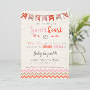 Valentine’s Baby Gender Reveal Invitation