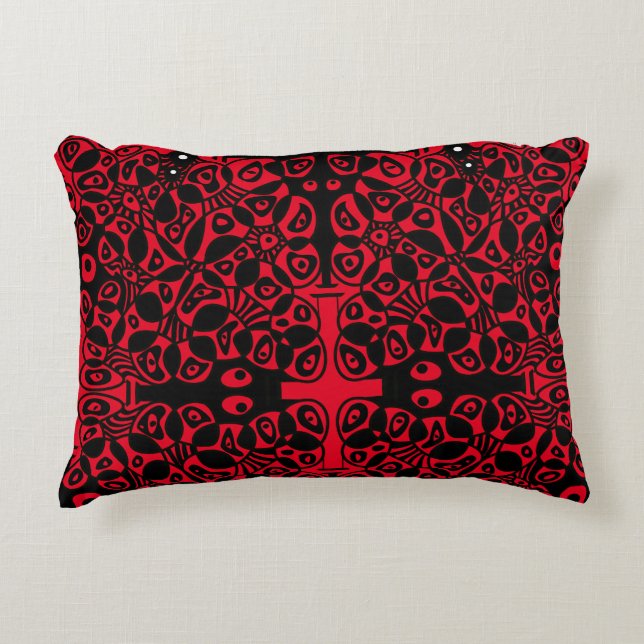 Valentine’s Cells Similar Differ Black Red Decorative Cushion (Front)