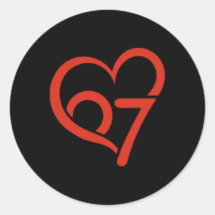 Valentine’s Day 67 Meme 67th Birthday 6 7 Valentin Classic Round Sticker