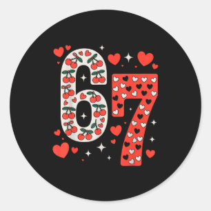 Valentine’s Day 67 Meme Filled With Hearts Funny S Classic Round Sticker