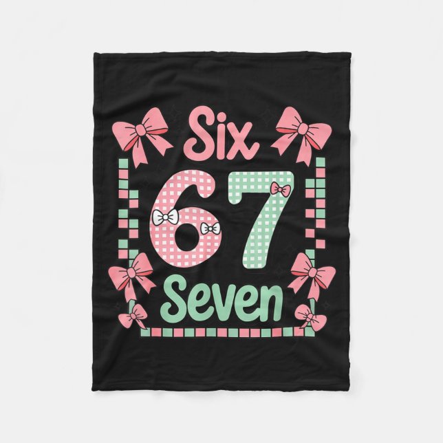 Valentine’s Day 67 Meme Filled With Hearts Funny S Fleece Blanket (Front)