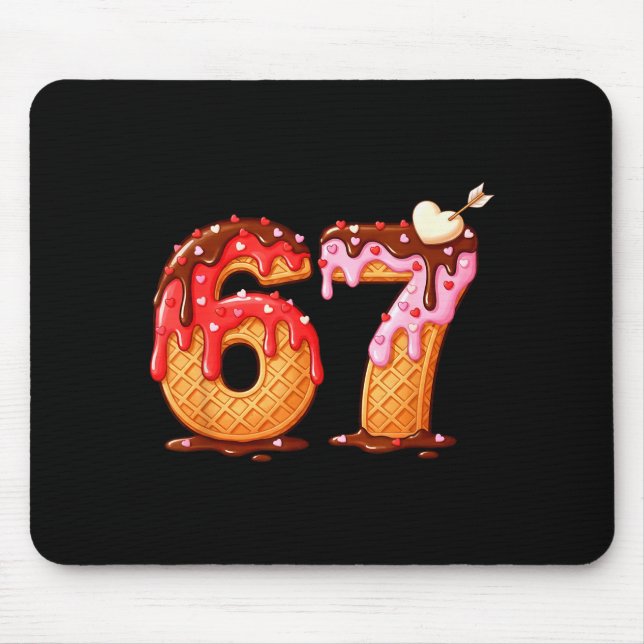 Valentine’s Day 67 Meme Filled With Hearts Funny S Mouse Pad (Front)