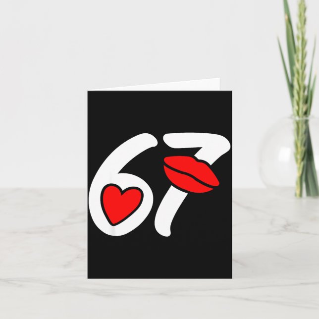 Valentine’s Day 67 Meme Lips And Heart Funny Six S Card (Front)