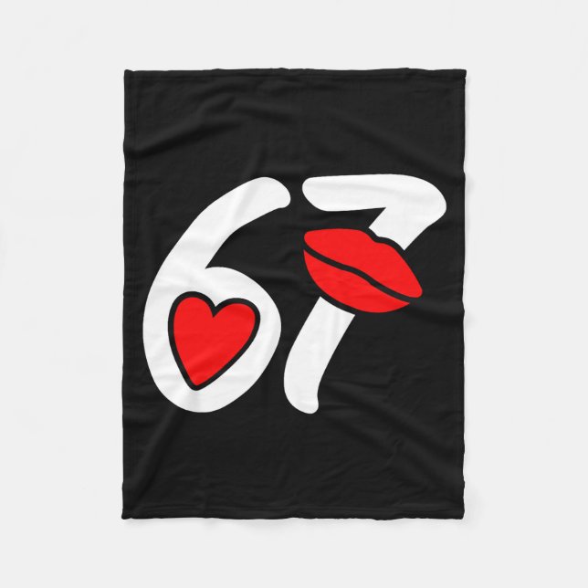 Valentine’s Day 67 Meme Lips And Heart Funny Six S Fleece Blanket (Front)