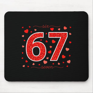 Valentine’s Day 67 Meme With Hearts Funny Six Seve Mouse Pad
