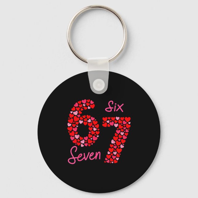 Valentine’s Day 6-7 Meme Six Seven 6 7 Valentine H Key Ring (Front)