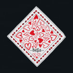 Valentine’s Day bandanna Red hearts & pet name<br><div class="desc">Sweet Valentine’s Day bandanna.
Red hearts and lady bugs
Personalise with your pets name</div>