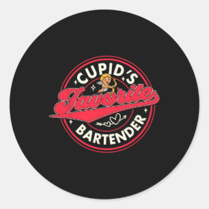 Valentine’s Day Bartender Cupid's Favorite Bartend Classic Round Sticker