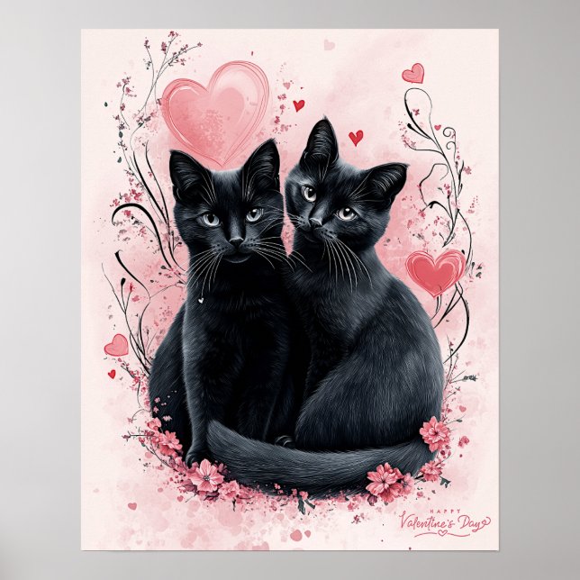 Valentine’s Day Black Cats Poster – Heartfelt Clas (Front)