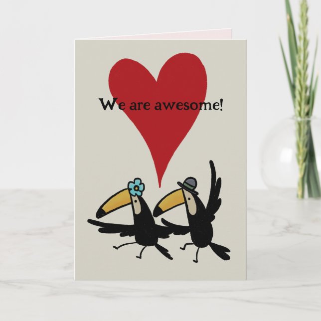 Valentine’s Day card: Awesome Two Toucans with Pic Thank You Card (Front)